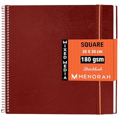 MENORAH - Artist Square Sketch Book - 180 GSM - Square Drawing Book - (100 Pages/50 Sheets) - Hard Metal Spiral Bound - (15.0 cm x 15.0 cm) - Pink