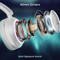 boAt Rockerz 480, RGB LEDs,6 Light Modes, 40mm Drivers,Beast Mode, 60H Battery, ENx Tech, App Support, Bluetooth Headphones, Wireless Over Ear Headphone with Mic (Black Sabre)