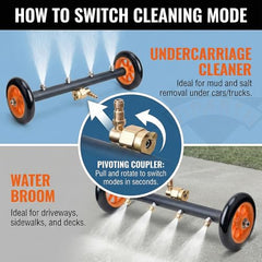 Viparth 16 Inch Dual-Function Undercarriage Pressure Washer | Underbody Car Wash, Bus | with 2 Piece Extension Wand | 4000 PSI | with 4 Spray Nozzle