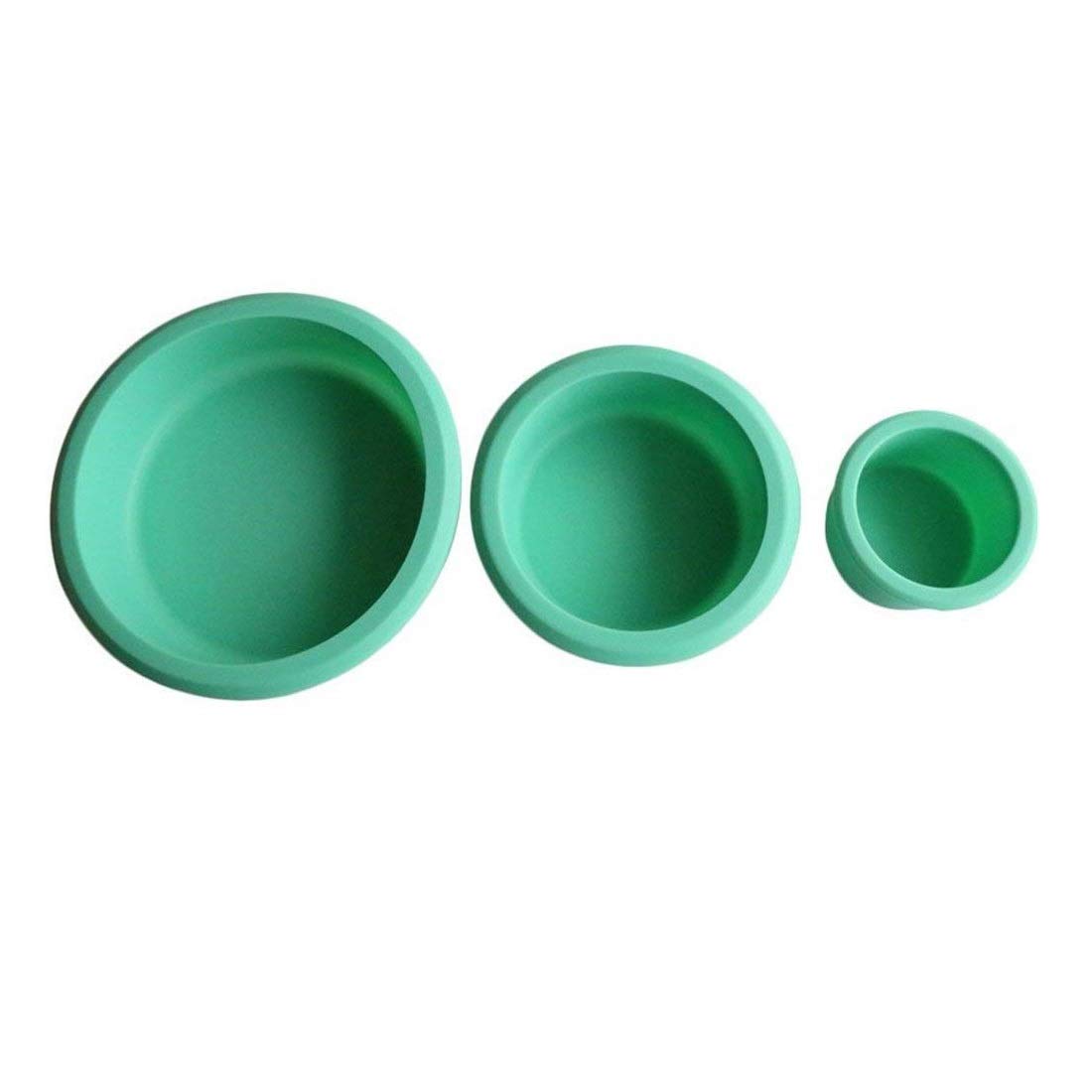 Syga 3 Piece Nonstick Round Silicone Cake Pop Baking Molds Set for Cake/Pies/Bread/Ice Cream Kitchen Craft Tool_Cyan