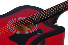 Juârez Acoustic Guitar Kit, JRZ38C/BK 38 Inch Cutaway, 038C with Bag, Strings, Pick and Strap, Black