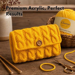 Classyo Acrylic Yarn for Crocheting (100gms x 1 Ball, 4ply) | Soft Wool Crochet Thread | Acrylic Hand Knitting Yarn | Wool for Crochet | For Sweater, Scarf, Hat, Baby Clothes, Purse, Gift Bags and DIY Crafts (Butter, Pack of 1)