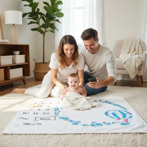 MOMISY Baby Milestone Blanket and Props for Baby's |1 to 12 Months Prop |Baby Bedding |Ac Room Blanket for Summer|Newborn| Infants Winter Blanket(BalloonUnicorn)