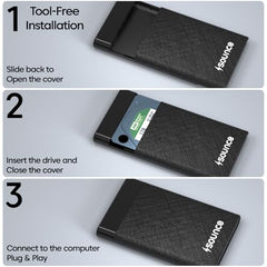 Sounce 2.5-Inch SATA to USB Type-C 3.1 External HDD/SSD Enclosure | 6Gbps UASP Speed | Tool-Free Design | Compatible with 7mm & 9.5mm Drives up to 6TB | Plug & Play | Shockproof Portable Case (Type C)