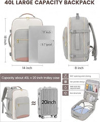 RNAZLIS Travel Backpack for Women & Men, Airline Approved 40L Carry On Luggage Bag with 3 Packing Cubes, Waterproof Weekender Backpack, TSA Friendly Personal Item, Fits 17 Inch Laptop