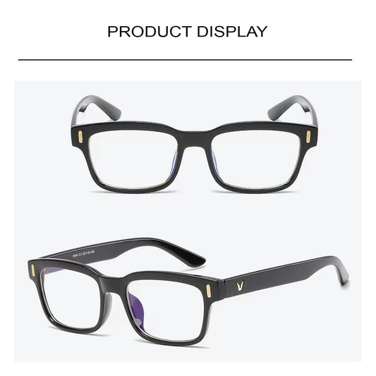 SYGA Anti-Blue Light Protection Flat Glasses For Men And Women Retro Square Frame(Black frame)