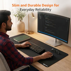 Amazon Basics Large Extended Computer Rectangular Mouse Pad, 16.7 x 35.7 inch, Black