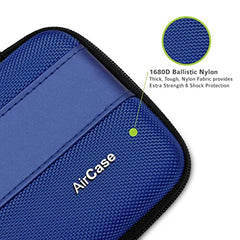 AirCase Hard Disk Cover Case for 2.5 Inch HDD SSD - Ballistic Nylon Rugged Shell, Anti-Press | Felt Lining, Water Resistant | Mesh Pocket for Cable, Charger, Earphone (Black)
