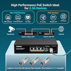 YuanLey 18 Port 2.5G PoE Switch Unmanaged, 16 x 2.5G Base-T PoE Ports, 2 x 10G RJ45 UpLink, IEEE802.3af/at, 250W, Compatible with 100/1000/2500Mbps, Metal Case, 2.5Gbe Network Switch