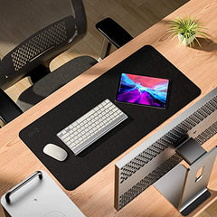 Dyazo Vegan PU Leather Mouse Pad for Remote Work/Office/Gaming, Large Desk Mat, Dual-Sided Anti-Slip, Water-Resistant Design (800 x 300mm, Navy Blue & Yellow)