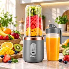 Juicer for Home ^ Lacossi Juicer Mixer Grinder with 1500mAh Battery, 6 Blades 3Gears Fast Blending, 2-Jar Capacity (400ml*2) | 40 Watts Bullet Rechargeable Portable Personal Juicer