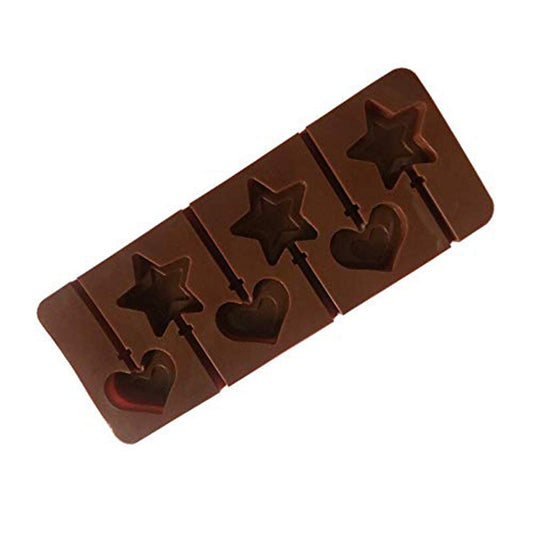 SYGA 6-Cavity Lolipop shap Chocolate Silicon Mould Candy Mould_StarHeart