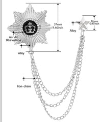 SYGA Men's & Women Suit Shirt Stud Lapel Pin Chain Tassel Brooch Pin with Crystal Chain(Silver)