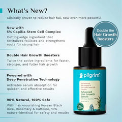 Pilgrim Advanced Hair Growth Serum with 3% Redensyl & 4% AnaGain -100ml | New Hair Growth in 28 Days, Korean Black Rice, Rosemary, Reduce Hair Fall, Hair Regrowth, Increase Hair Density, Thicker Hair