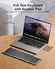ProtoArc Foldable Bluetooth Keyboard, XK01 Full Size Folding Wireless Keyboard with Number Pad, Portable Travel Keyboard for Windows iOS Android Tablets, Laptops, iPad