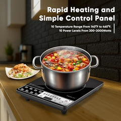 CADLEC CookFusion_5 2000W Induction Cooktop for Home & Kitchen | Powerful Performance, 7 Cooking Modes, LED Display, Auto Shut-Off & Overheat Protection | BIS Approved, 2-Year Warranty | Black