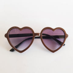 SYGA Children's Cute Heart Shaped Goggles Boys and Girl Baby UV Protection Glasses Baby Children's Polarized Sunglasses - Dark Coffee