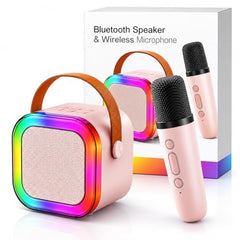 OTOOBEST Wireless Bluetooth Karaoke Microphone with HD Speaker & Flashing LED Lights | Rechargeable Portable Singing Mic for All People | Pink (Pack of 1)
