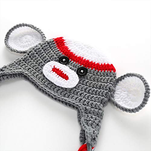 MOMISY Newborn Photography Props Baby Girl Boy Photo Props for Infant Hand Crocheted Monkey Cap