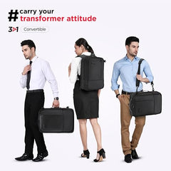 HARISSONS Axiron 15.6” 3-in-1 Business Travel Laptop Backpack | Converts to Briefcase, Sling & Backpack | External USB Gate, Anti-Theft Pocket & Trolley Sleeve | 18L Hybrid Bag for Men & Women