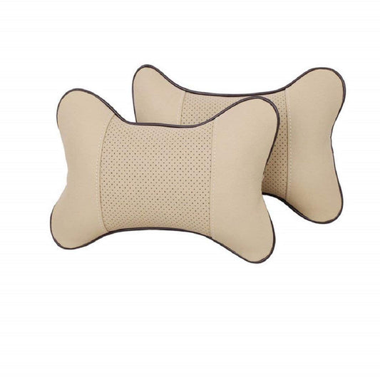 SYGA Set of 2 Car Pillow PU Seat Neck Headrest Four Seasons Common Nylon Head Car Rest Pillow (Random Color)