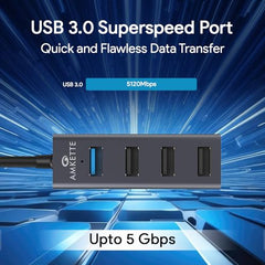 Amkette 7-in-1 Type C Hub/Docking Station for Laptop, USB hub Type c with 100W Power Delivery, 4K HDMI Output, USB 3.0, USB 2.0, SD/TF Card Reader, USB c hub for MacBook, Windows Laptops