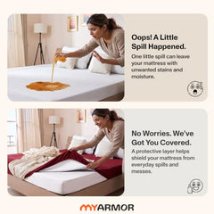 MY ARMOR Waterproof Mattress Protector King Size, 78x72, 6.5x6 feet, Double Bed Protector Sheet Cover, Breathable and Hypoallergenic Ultra Soft Fitted Terry Cotton Feel Fabric, Elastic Skirting, Grey