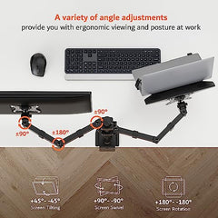 Artikel Double Monitor Desk Mount | Adjustable Heavy Duty Monitor Arms | VESA Mount with C Clamp & Grommet Mounting Base | Computer Monitor Stand for Screen up to 27 inch | Table Mounted | Black