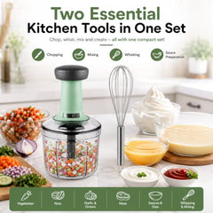 KITCHENOL Food Chopper 900ml, 4 Blade Steel Large Manual Hand-Press Vegetable Chopper Mixer Cutter to Cut Onion, Salad, Tomato, Potato 1000ml (Pack of 1) (dori Chopper)