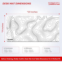 White Topographical XXL Gaming Deskmat 900x450mm – Extended Mousepad for PC
