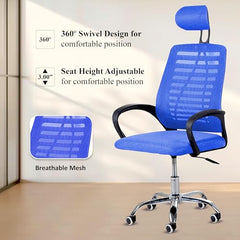 Casa Copenhagen Mesh Mid Back Office/Study/Computer/Revolving/Desk Chair for Work from Home -Metal Base, Height Adjustable Seat - Grey Milange & Black Handle