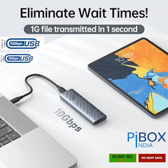PiBOX India NVME M2 Enclosure Fan, SSD Enclosure - USB 3.2 10Gbps, Tool-Free M.2 NVMe Case, PCI-E NVMe Reader, USB-C, Supports M & B&M Keys, 2230/2242