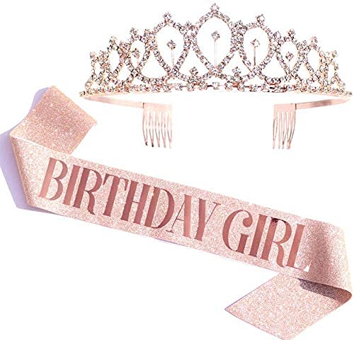 SYGA Birthday Queen Sash Birthday Party Sash Shiny Glitter for Women Girls Princess Elegant Party Decoration Accessory Supplies Gifts for Girl Women with Fun Party Queen Lettering-Gold, 154cm Long