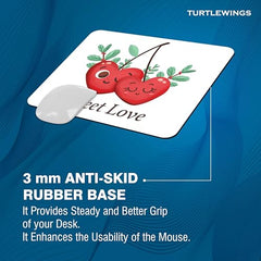 TURTLEWINGS | Mousepad |Aesthetic Strawberry Mousepad – 22x18 cm, 3mm Thick | Abstract Design Non-Slip Rubber Base | Office, Study & Gaming Use | Premium Smooth Surface 2 (Design 08)
