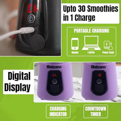 Balzano Portable Blender - Wireless Travel Blender for Smoothies, Juices & Baby Food - Crush Ice, Black