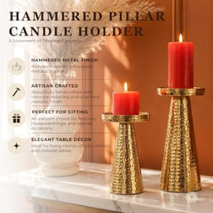 Behoma Handcrafted Golden Tea Light Candle Holders Set of 2 | Premium Metal & Glass Candle Stand | Centerpiece for Living Room, Coffee Tables & Home Decor Gift (Candles Not Included)