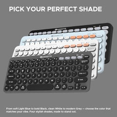 Amkette New and Improved Optimus BT 4-in-1 Multi-Device Wireless Keyboard, Pop Keys, Bluetooth, One-Click Device Switching, AI Access, Dual OS Layout, Windows, macOS, Android & iOS Compatible, Black