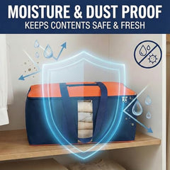 EASY HOME 70 litre Under bed Storage Bags for Clothes | Cloth Storage Organizer with Zip Closure | Wardrobe Bag for Sarees, Quilts & Blankets | Moisture Proof Nylon Cover Bag (54x46x28 cm, Medium)