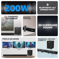 Honeywell Moxie V500 10W Portable USB Wired Soundbar, Speaker for PC,Desktop and Laptop with Volume Control and 3.5 mm AUX,2.0 Channel,52mmX2 Drivers,Plug &Play,2 Yrs Maufacuturer Warranty