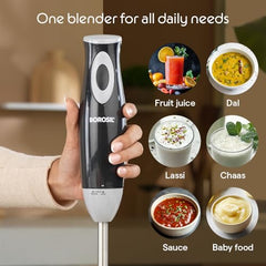 Borosil Smartblend Hand Blender with 800ml Beaker | 300W Silent DC Motor, Detachable & Washable Blending Rod | Stainless Steel Stem for Hot/Cold Blending, Anti Splash | 1 Year Warranty