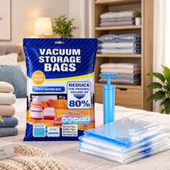 Scalenest Vacuum Bags for Travel, Space Saver Bags 5 Pack (1 Large 2 Medium 2 Small) Compression Storage Bags for Clothes,Blanket,Bedding & Quilt, Airtight reuseable Packing Ziplock Bag with Hand Pump