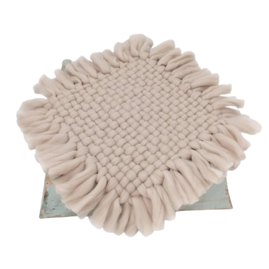 MOMISY Braided Knit Throw Braided Rug Blanket, New Born Baby Photography Photoshoot Props (Beige, 45 * 45 cm)