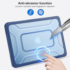 ProElite Transparent Case for MacBook Neo 13 inch 2026 Model Touch ID, Heavy Duty Honeycomb Hard Shell with Slim TPU Bumper and Fold Kickstand, Dark Blue