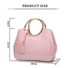 SYGA Leather Glossy Women's Bag Bride Wedding Handbag Women's One Shoulder Crossbody Stylish Bag(PINK)