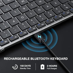 ProtoArc Foldable Bluetooth Keyboard, XK01 Full Size Folding Wireless Keyboard with Number Pad, Portable Travel Keyboard for Windows iOS Android Tablets, Laptops, iPad