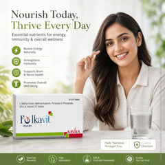 KAVIVA Folkavit L-Methyl Folate, Methylcobalamin, Pyridoxal-5-Phosphate, DHA & Vitamin D3 Tablets | Nutritional Supplement | 10 x 10 Tablets |