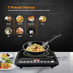 CADLEC CookMate_5 2000W Induction Cooktop for Home & Kitchen | Quick & Efficient Cooking, 7 Cooking Modes, LED Display, Auto Shut-Off & Overheat Protection | BIS Approved, 2-Year Warranty | Black