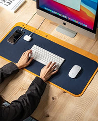 DailyObjects Large Premium Vegan Leather Desk Mat|Anti-Skid|Anti-Slip|85*45cm|Reversible Desk spread Turf Desk/Laptop Mat for Work from Home/Office/Gaming- Extended mouse pad and keyboard desk pad-Tan
