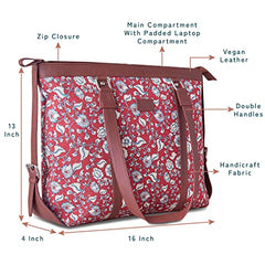 ZOUK Office Bag | Stylish Bags for Office Use | Laptop Bag 15.6 inch | Stylish Tote for Office Use | Purse for Women | Vegan Leather Handbag | Daily & Travel Use | Multicolor Mandala Print