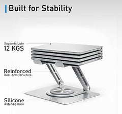 BetterBulk Adjustable Aluminum Laptop Stand for Desk with Foldable Ergonomic Design and Complimentary Mobile Stand, Compatible with MacBook, HP, Dell, Lenovo and Tablets